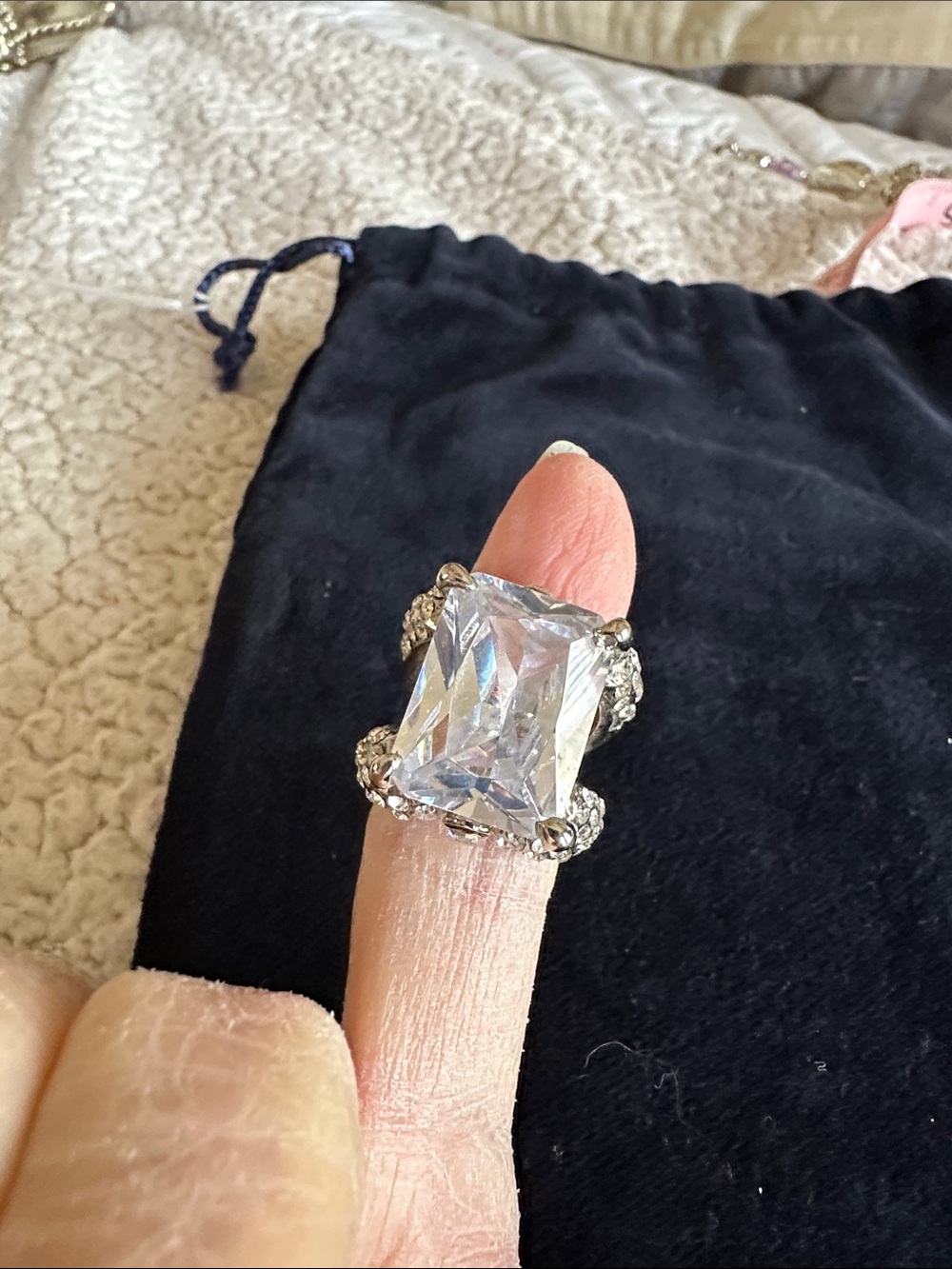 Crystal Statement Ring in Clear, Sterling Silver